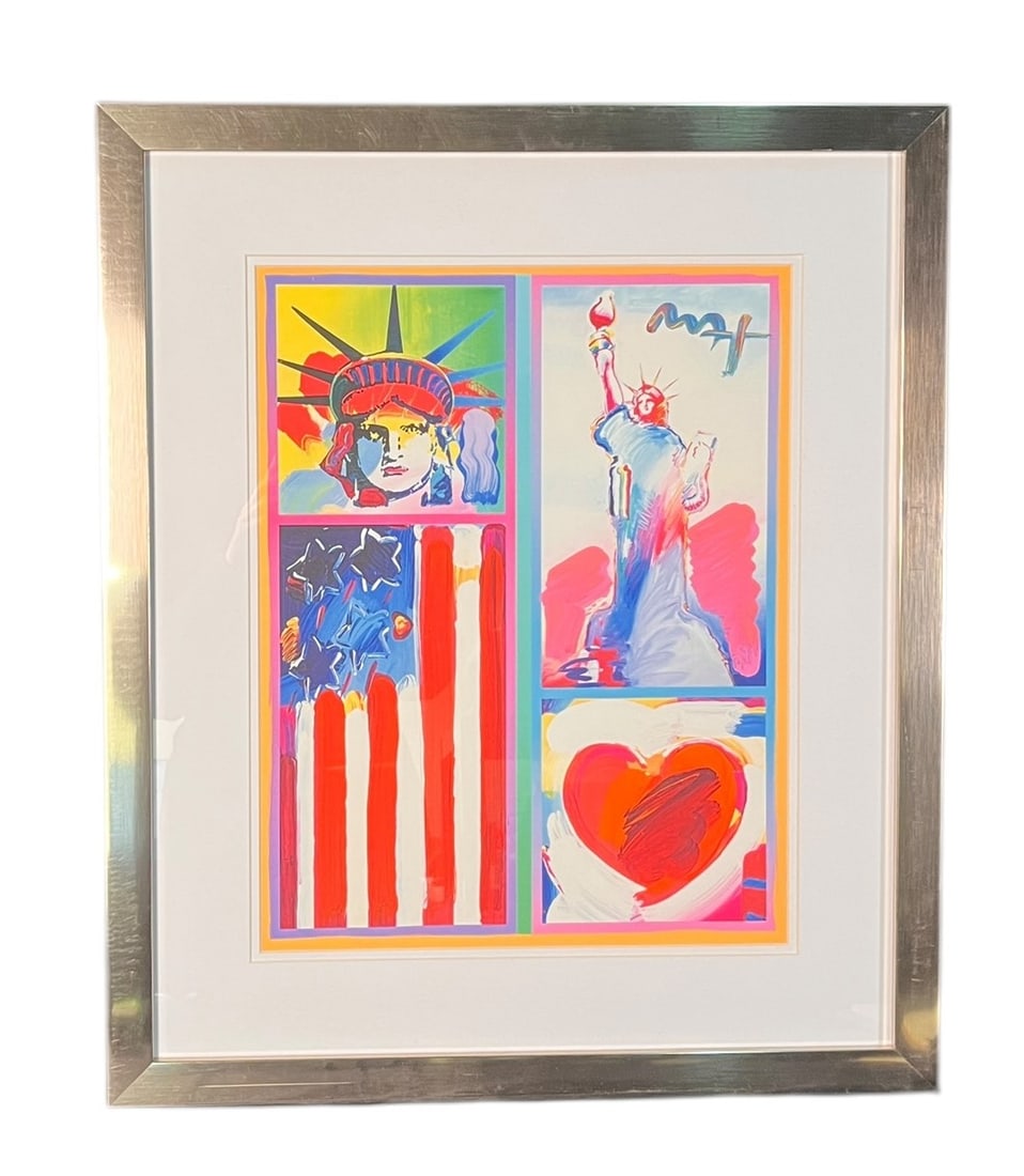 PETER MAX LIBERY FLAG & HEART PRINT (1 of 1)