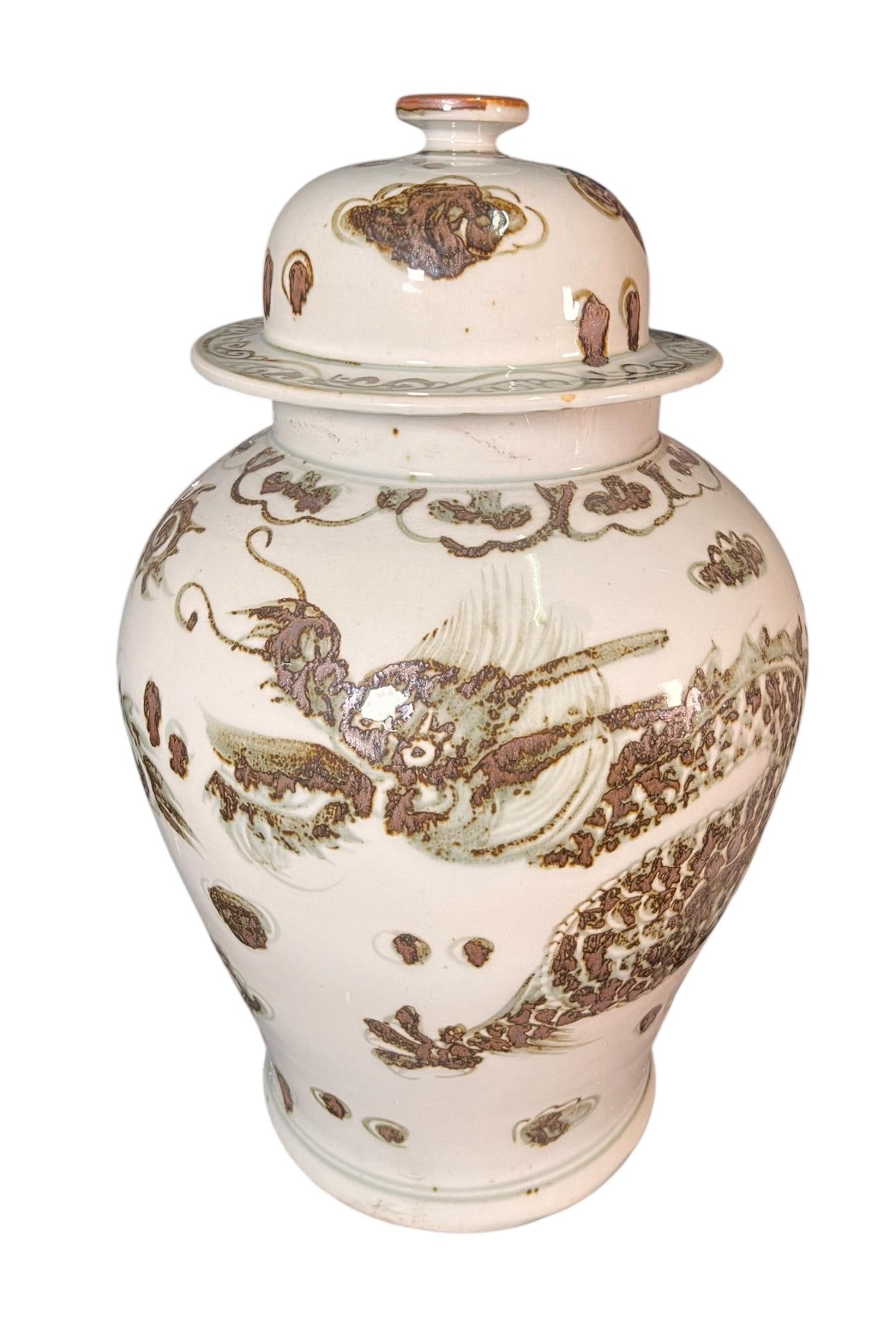 CHINESE BROWN DRAGON GINGER JAR (1 of 3)