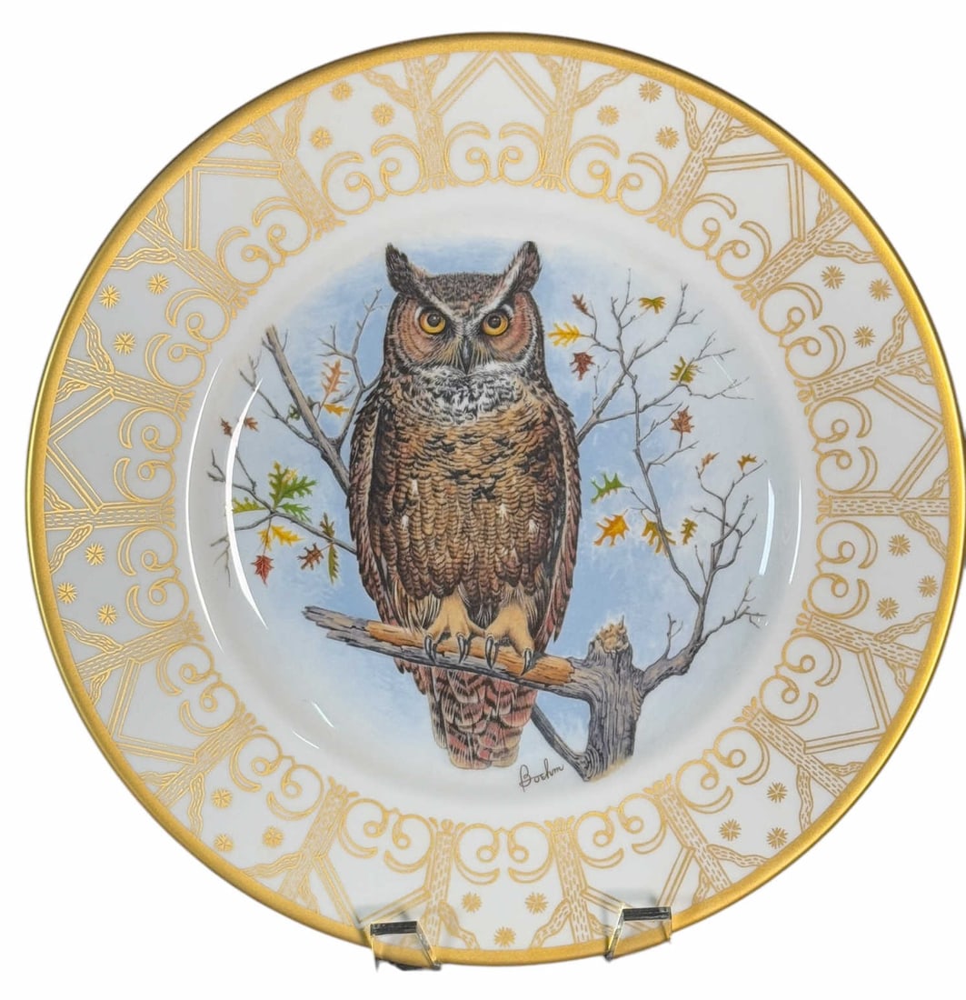 SET OF 6 OWL PLATES BY THE EDWARD MARSHALL BOEHM: SET OF 6 OWL PLATES BY THE EDWARD MARSHALL BOEHM.