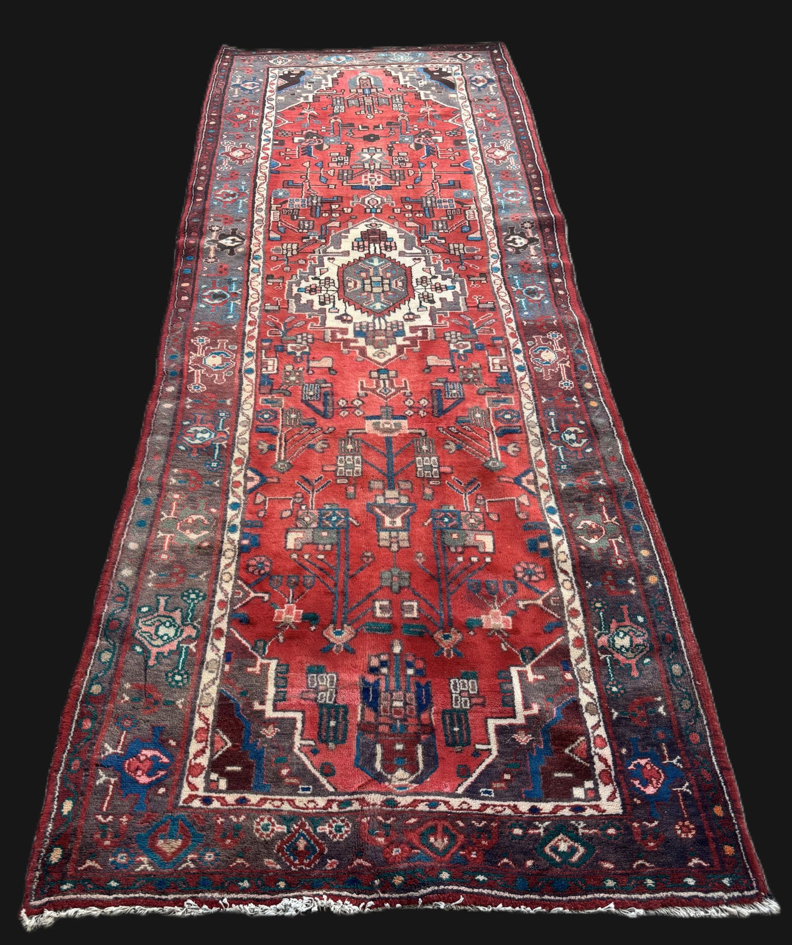 ANTIQUE HAND KNOTTED PERSIAN HAMADAN RUNNER (1 of 3)