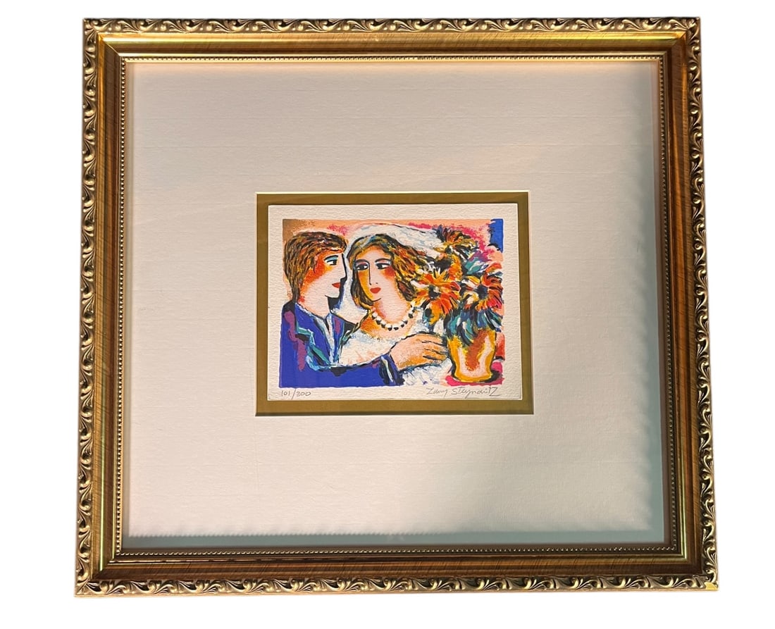 LARRY STEYNAITZ 101/300 NEWLY WEDS WITH A BOUQUET: LARRY STEYNAITZ 101/300 NEWLY WEDS WITH A BOUQUET Height: 17 in. by Width: 18 in.