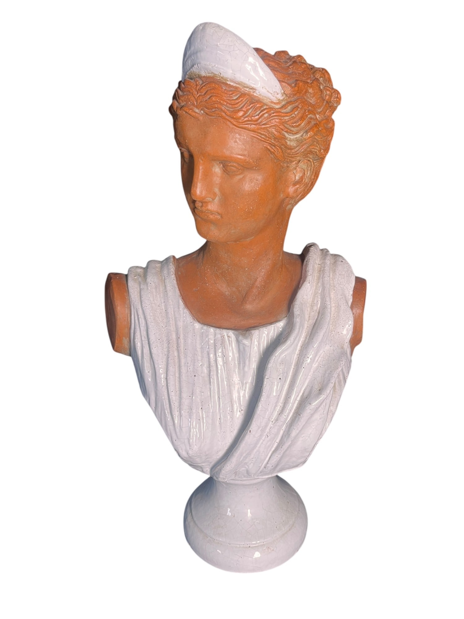 LARGE ITALIAN TERRACOTTA  AND PORCELAIN BUST (1 of 5)