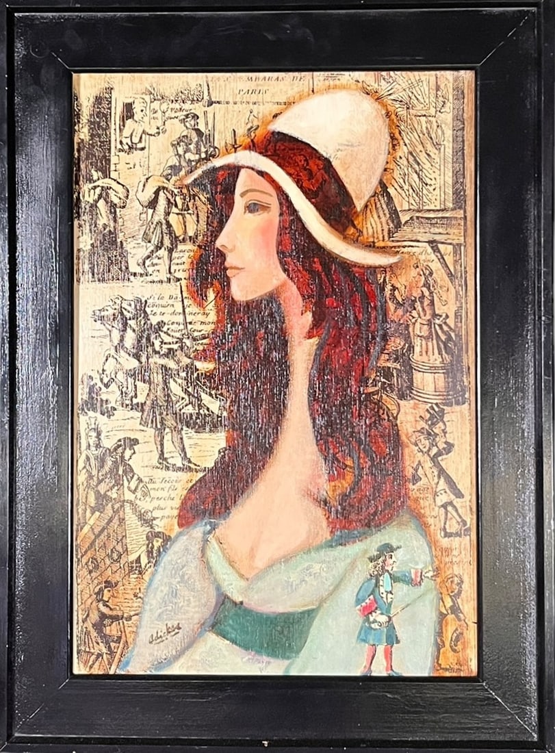 DAVID ADICKE'S PAINTING OF WOMAN: DAVID ADICKE'S PAINTING OF WOMAN Height: 29 in. by Width: 21.5 in.