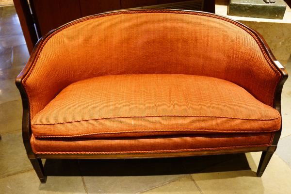 PAIR OF SHERATON SETTEES: PAIR OF SHERATON SETTEES Height: 32 in. by Width: 54 in. by Depth: 28 in.