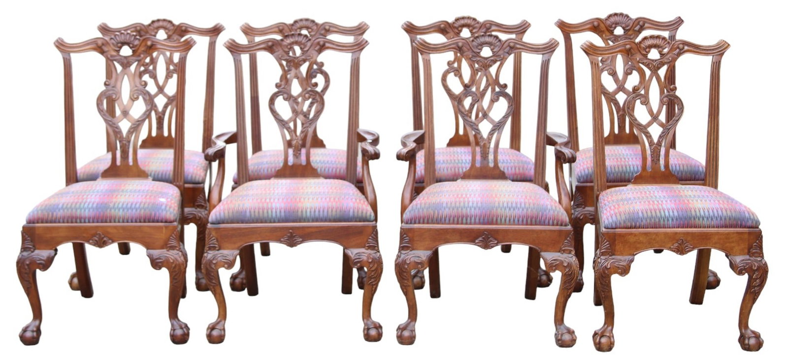 SET OF 8 HENREDON CHIPPENDALE STYLE DINING CHAIRS (1 of 7)