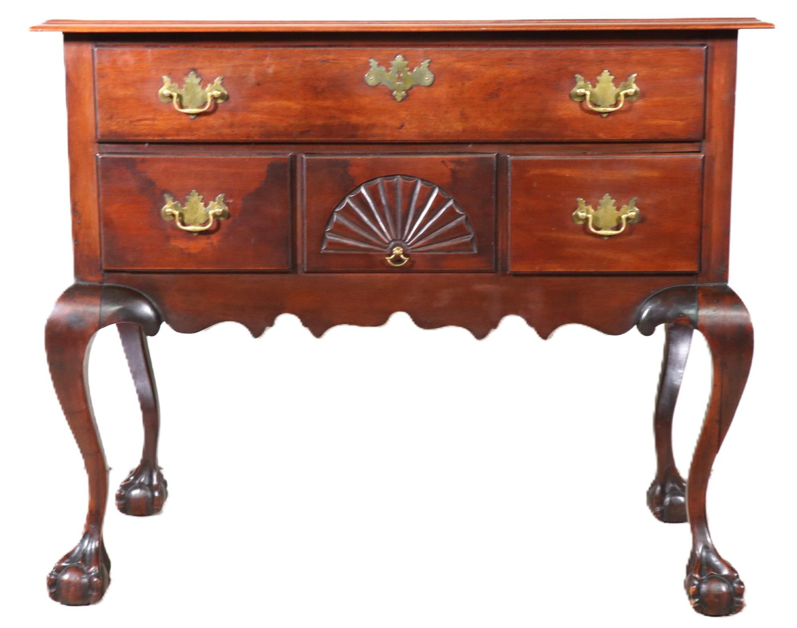 TOWNSAND GODDARD STYLE AMERICAN LOWBOY: TOWNSAND GODDARD STYLE AMERICAN LOWBOY, RAISED ON CABRILOE LEGS Height: 34 in. by Width: 41 in. by Depth: 22 in