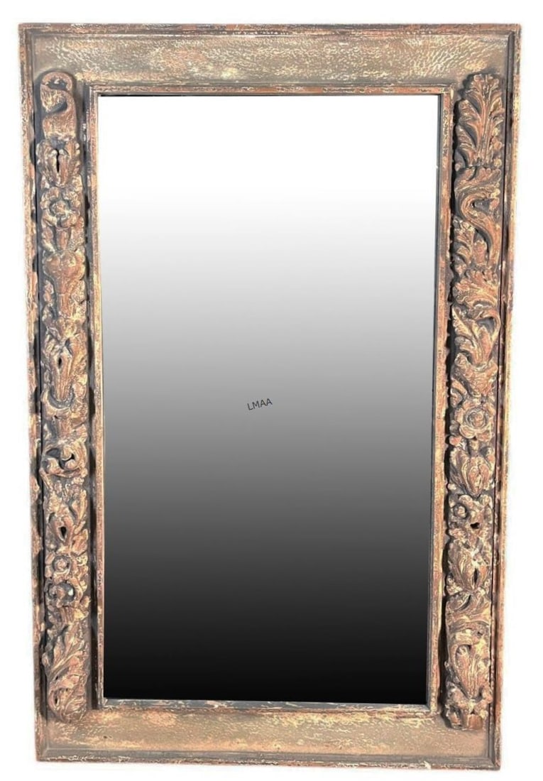 TALL FRENCH MIRROR WITH A GRAY FINISH: TALL FRENCH MIRROR WITH A GRAY FINISH Height: 64 in. by Width: 36