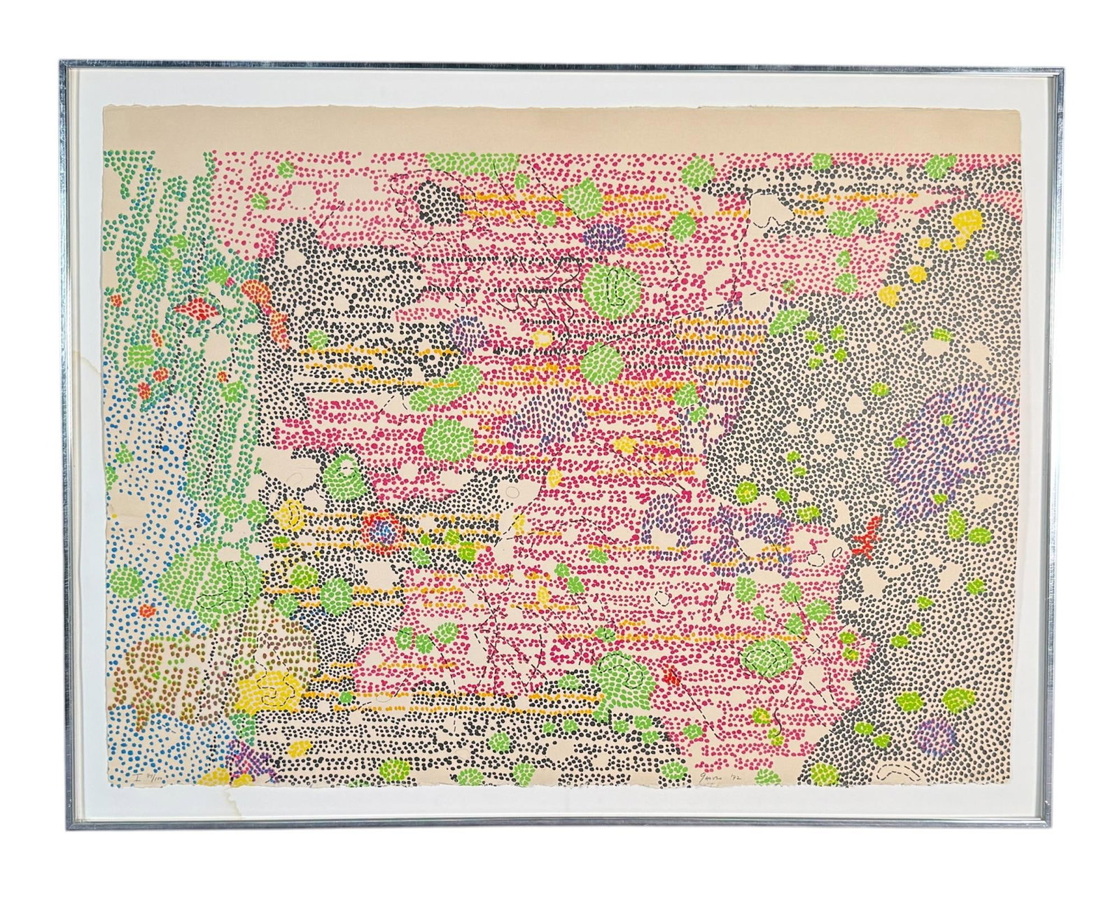 NANCY GRAVES (American, 1939-1995) LITHO 84/100: NANCY GRAVES (American, 1939-1995) LITHOGRAPH, "I," PART OF SABINE D REGION BASED ON LUNAR ORBITER AND APOLLO LANDING SITES, 84/100, 1972. NO GLASS IN FRAME. Height: 24.25 in. in. by Width: 32.75 in.