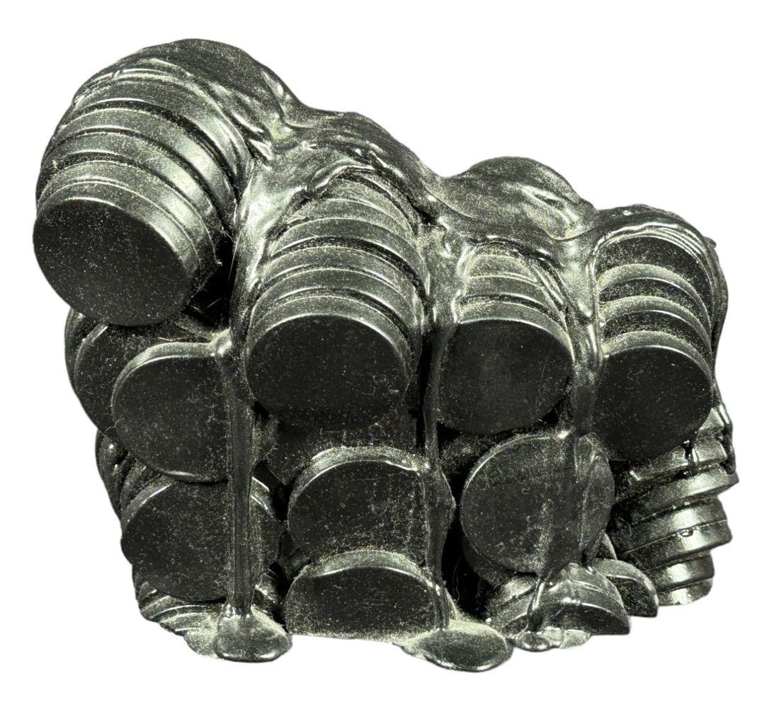 DAVID GRAEVE SCULPTURE MADE OF SUBMARINE PERISCOPE: DAVID GRAEVE SCULPTURE MADE OF SUBMARINE PERISCOPE LENSES MELTED TOGETHER AND MOLDED BY DAVID SUMERAS GALLERY Height: 7.5 in. by Width: 9.5 in. by Depth: 3 in.