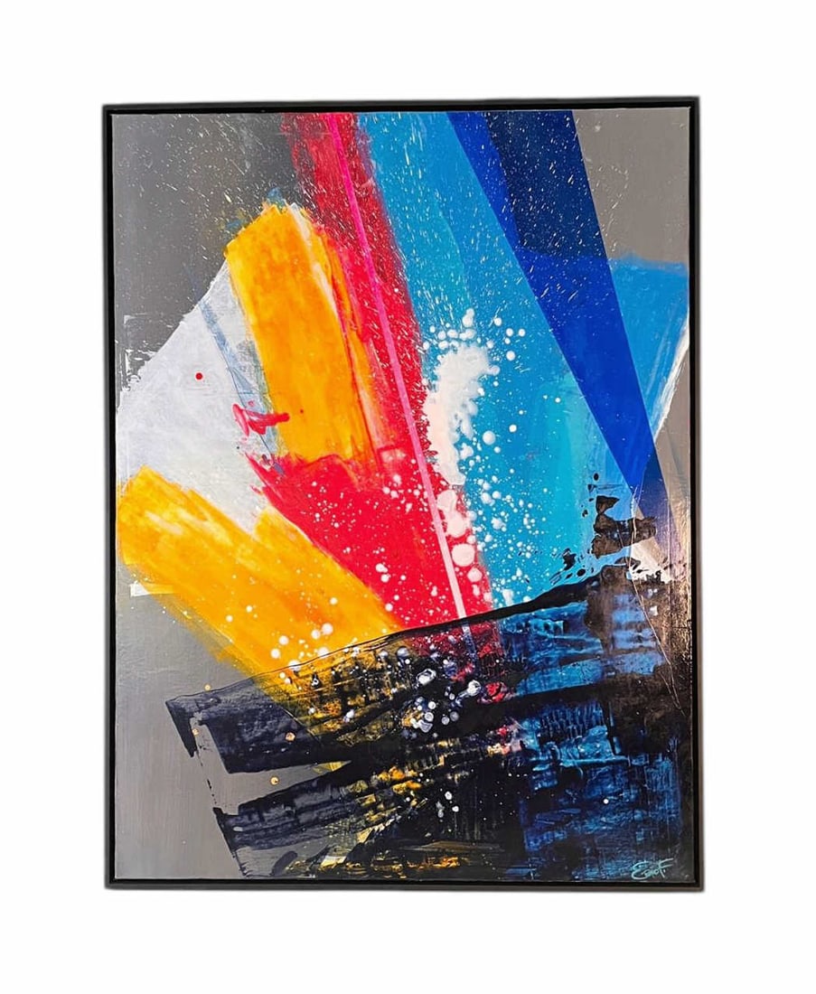 ABSTRACT BY ERIC FISHER acrylic on canvas: ABSTRACT BY ERIC FISHER acrylic on canvas Height: 49.2 in. by Width: 37.4 in.