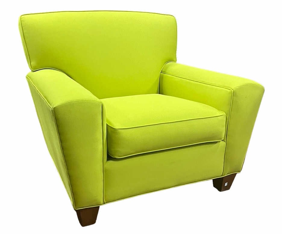 GENEROUS SIZE CONTEMPORARY CLUB CHAIR: GENEROUS SIZE CONTEMPORARY CLUB CHAIR IN VIBRANT FABRIC UPHOLSTERY. Height: 35.5 in. by Width: 42 in. by Depth: 26 in.