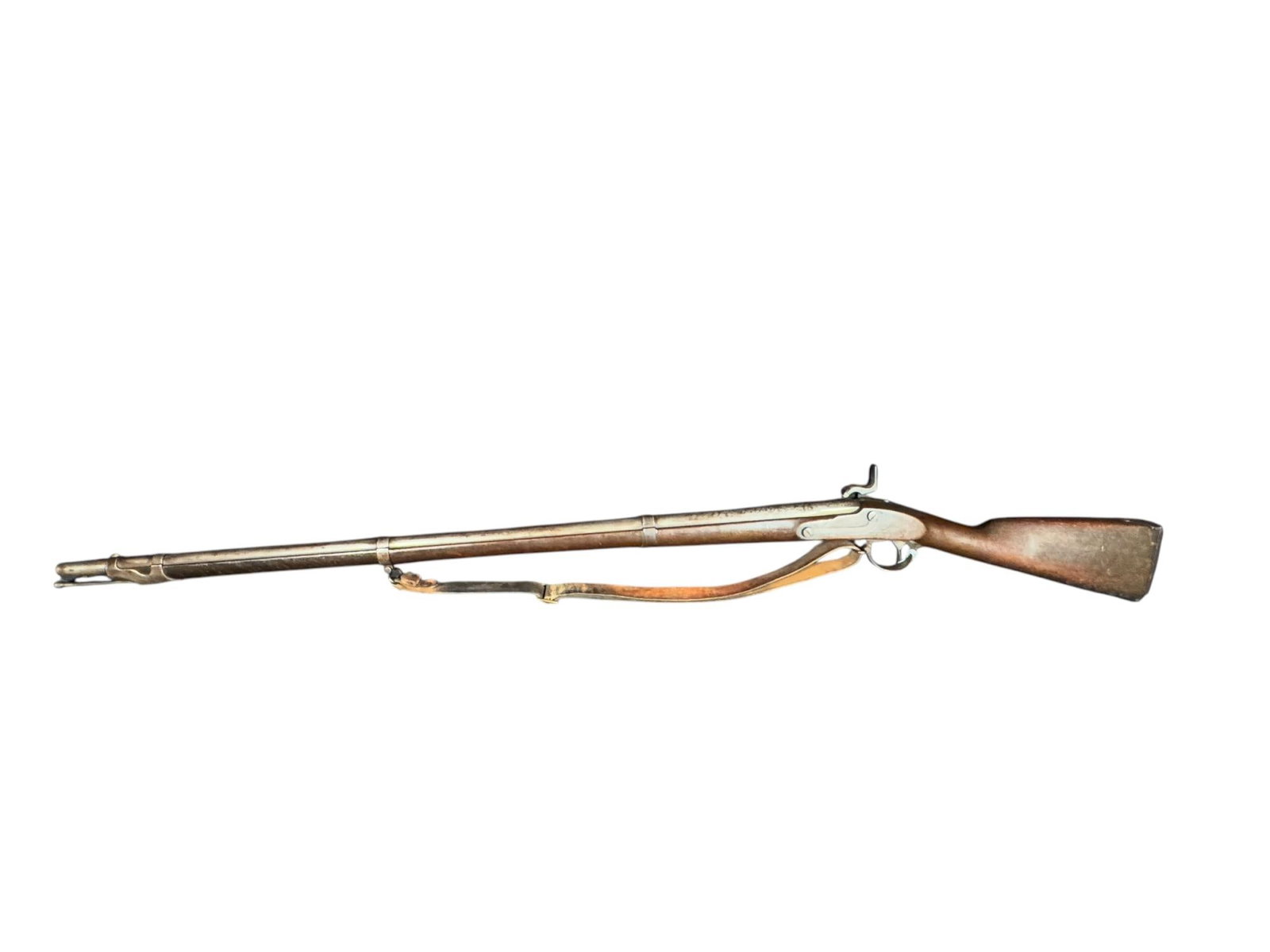 1840 US SPRINGFIELD MODEL 1816 PERCUSSION RIFLE: 1840 US Springfield Model 1816 .69 caliber percussion conversion rifle. Side plate stamped Springfield / 1840 and eagle / US. Barrel stamped V / P / eagle head. Left side plate stamped J.J. Walen. H.F