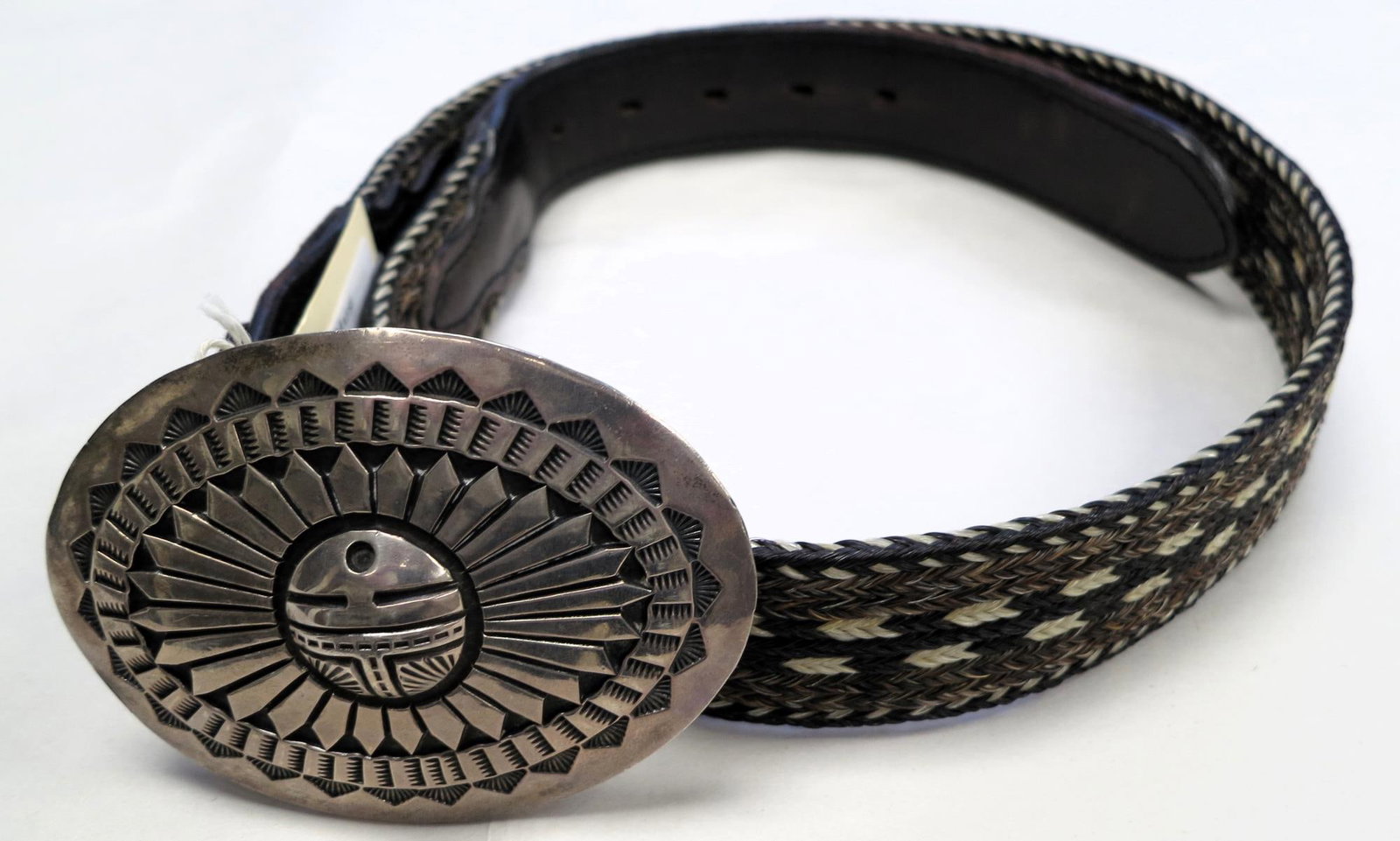 VINTAGE DARLIN BILL SILVER PLATED BUCKLE/BELT: VINTAGE DARLIN BILL SILVER PLATED BUCKLE/ LEATHER BELT. BELT 42" LONG & 1.5" WIDE. Height: 3 in. by Width: 4 in. by Depth: .5 in.