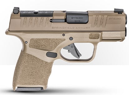 SPRINGFIELD ARMORY HELLCAT OSP FDE 9MM PISTOL NEW: NEW SPRINGFIELD ARMORY HELLCAT OSP FDE 9MM PISTOL. CALIBER: 9MM; SERIAL NUMBER: BA330534; NEW FIREARM - INCLUDES TWO MAGS (L2214)