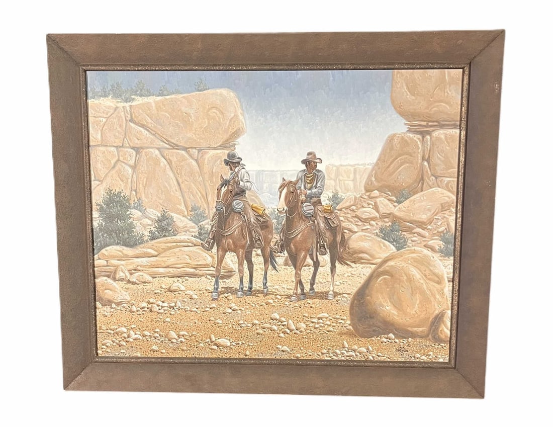 JACK SORENSON COWBOYS ON HORSES PAINTING: JACK SORENSON COWBOYS ON HORSES PAINTING Height: 29 in. by Width: 35 in.