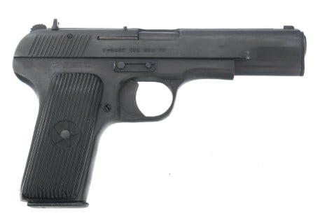 NORINCO MODEL 213 9mm CALIBER SEMI AUTO PISTOL: NORINCO MODEL 213 9mm CALIBER SEMI AUTO PISTOL. Chinese Norinco Model 213 9x19mm caliber semi automatic pistol. Import stamped "IAC Billerica, MA". Serial Numbers match on frame and slide. Blued finis