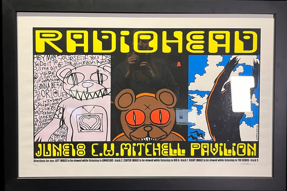 RADIO HEAD POSTER FRAMED: RADIO HEAD POSTER FRAMED. Height: 25 in. by Width: 37 in.