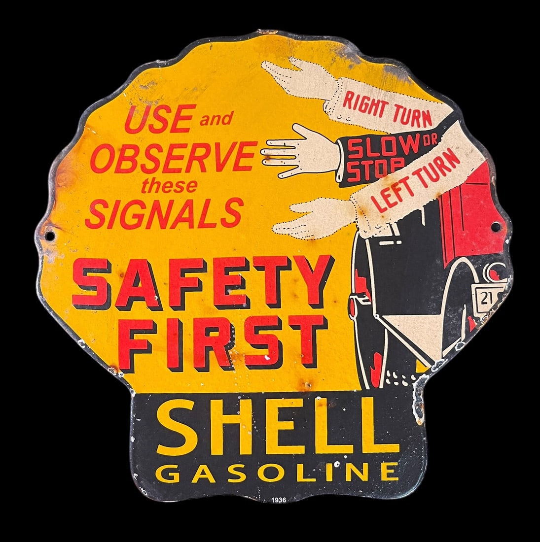 SHELL GAS METAL SIGN: SHELL GAS METAL SIGN. Height: 11.7 in. by Width: 11.7 in.