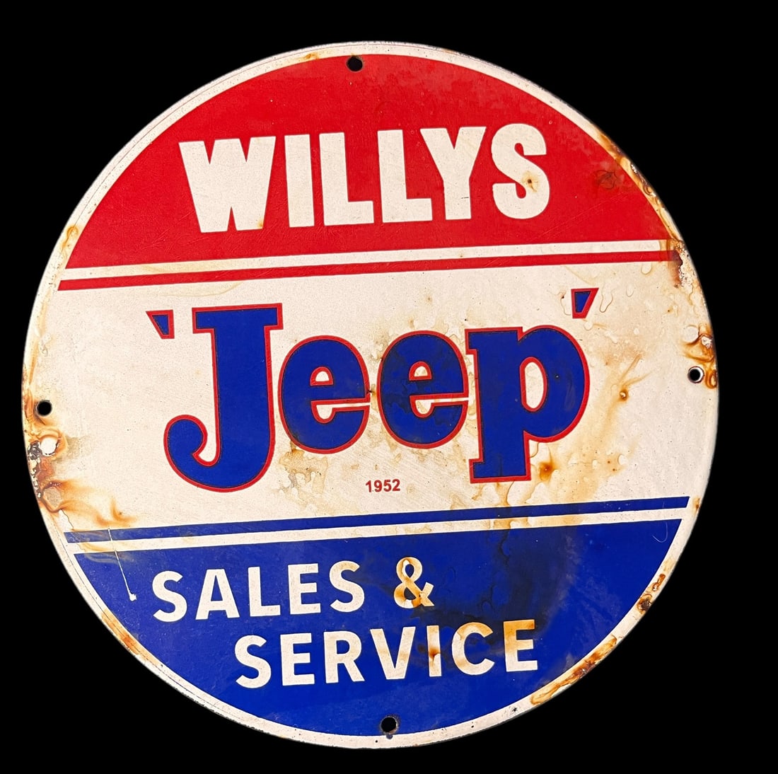 WILLYS JEEP METAL SIGN: WILLYS JEEP METAL SIGN. Height: 11.7 in. by Width: 11.7 in.