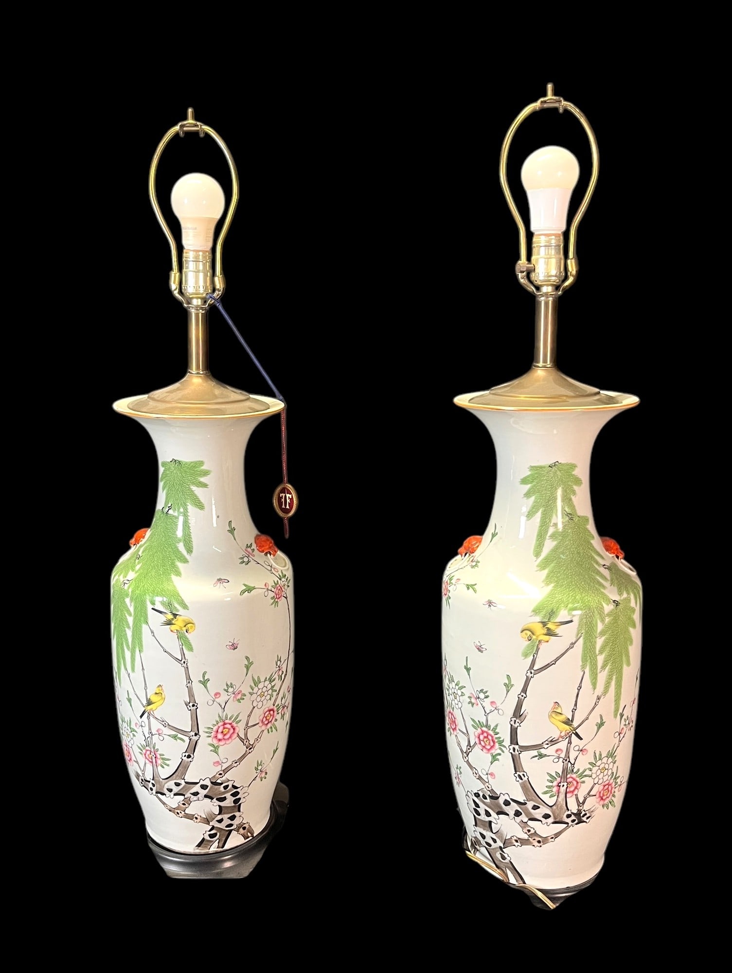 PAIR OF ANTIQUE CHINESE PORCELAIN LAMPS: PAIR OF ANTIQUE CHINESE PORCELAIN LAMPS. Height: 36 in. by Width: 11 in. by Depth: 11 in.