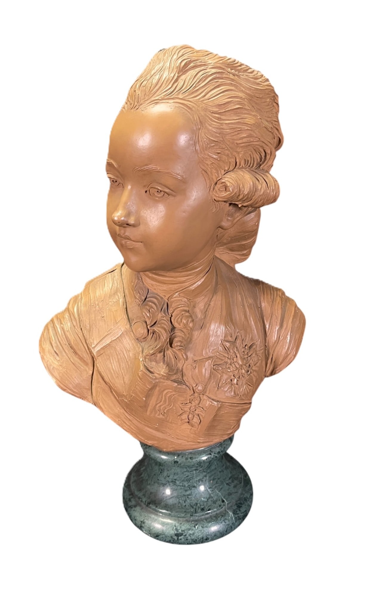 18th CENTURY FRENCH TERRACOTTA BUST OF YOUNG MAN (1 of 4)
