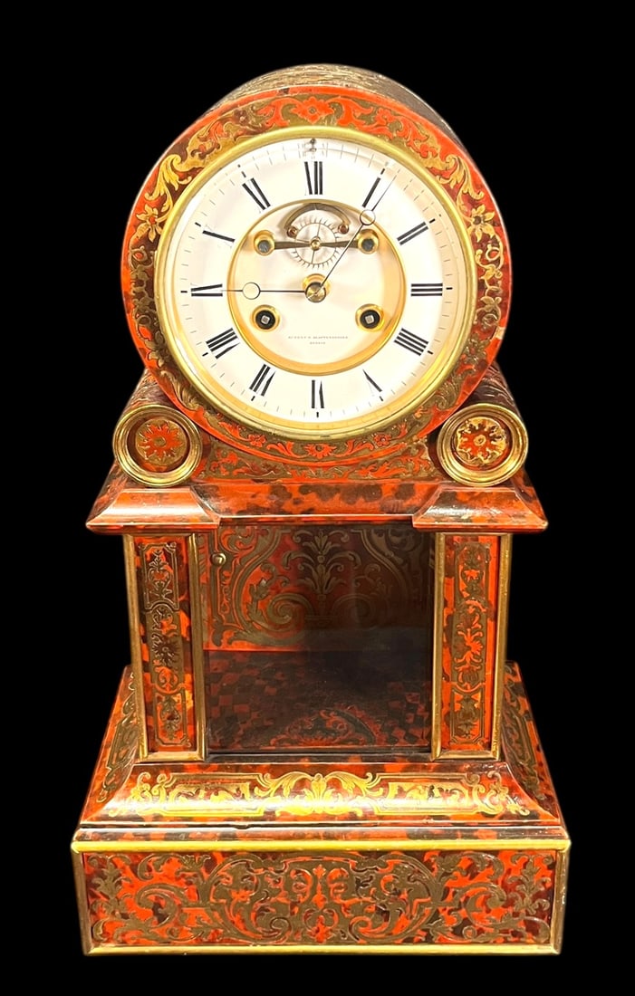 ANTIQUE BOULLE INLAY  FRENCH MANTLE CLOCK CIRCA 1830's. (1 of 4)