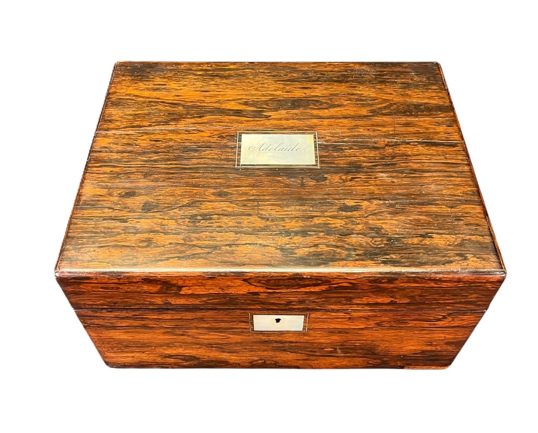 CIRCA 1850's ENGLISH VICTORIAN ROSEWOOD BOX (1 of 3)