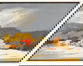 RICHARD BILLMEIER "WINTER SCENE WITH RED ROOF" (1 of 2)