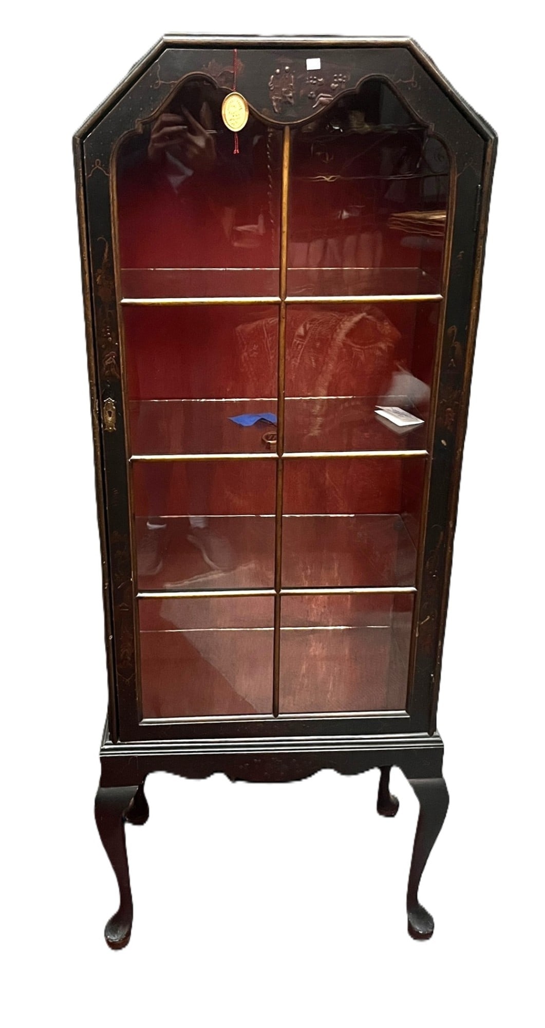 19th CENTURY LACQUERED CHINOISERIE DISPLAY CABINET (1 of 6)