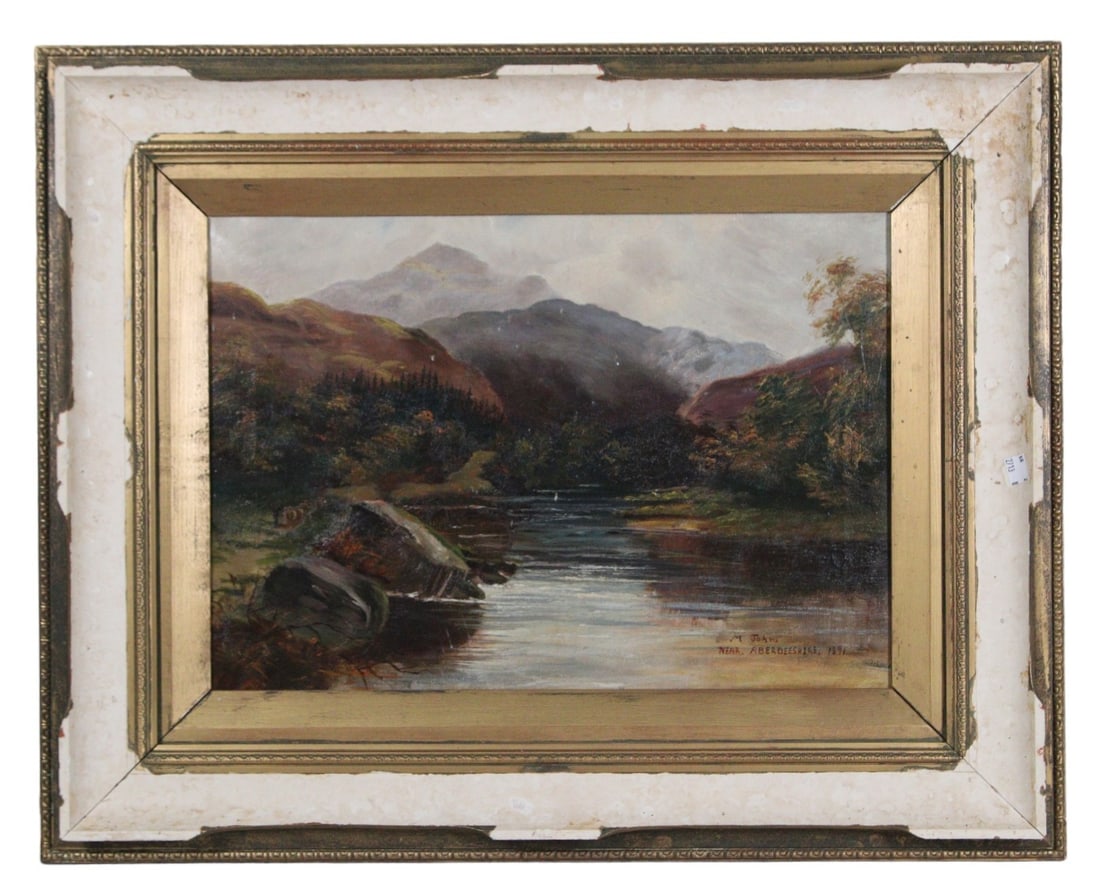 M. JOHNS LANDSCAPE OIL ON CANVAS, 1891 (1 of 4)