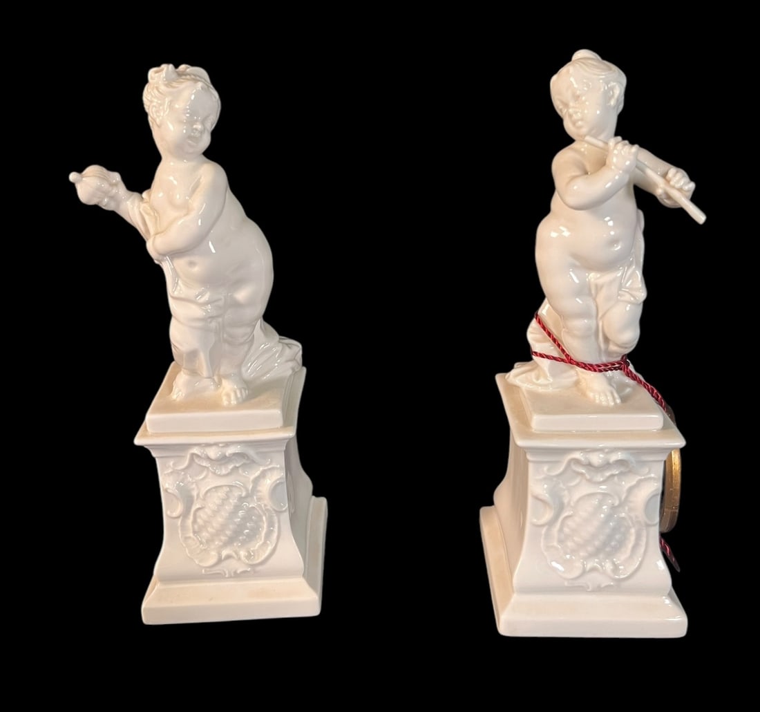 PAIR OF PORCELAIN FIGURES NYMPHENBURG: PAIR OF PORCELAIN FIGURES NYMPHENBURG. Height: 7 in. by Width: 2.5 in. by Depth: 2.5 in.