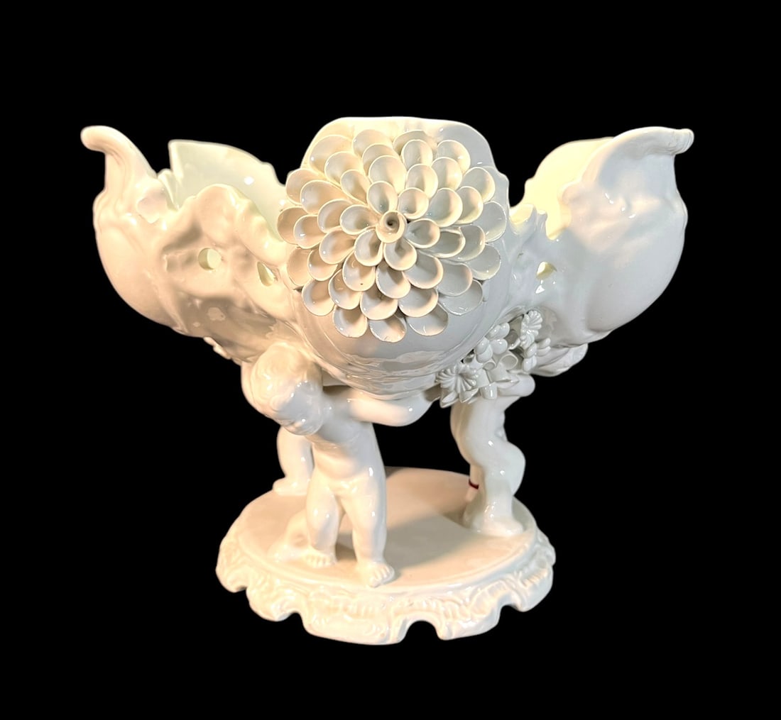 CIRCA 1900's ITALIAN CAPODIMONTE CENTERPIECE: CIRCA 1900's ITALIAN CAPODIMONTE PORCELAIN CENTERPIECE. Height: 9 in. by Width: 15 in. by Depth: 10 in.