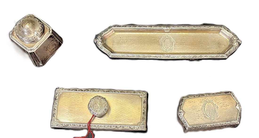 FOUR PIECES OF 1920's AMERICAN SILVER DESK SET (1 of 3)