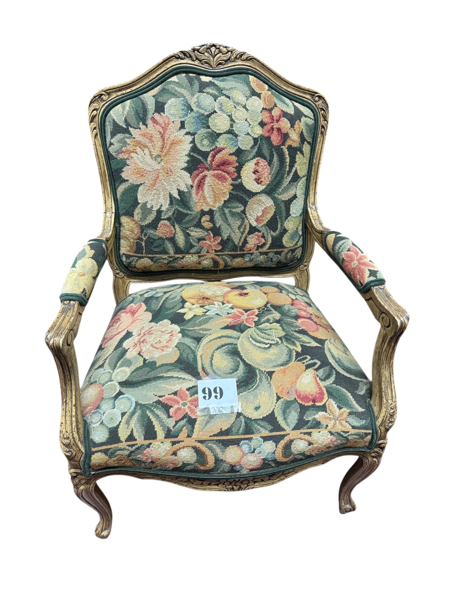 LOUIS XV STYLE ARMCHAIR WITH NEEDLEPOINT (1 of 3)