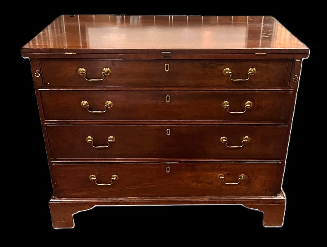 GEORGE III STYLE FOUR DRAWER CHEST: GEORGE III STYLE FOUR DRAWER CHEST. Height: 32.5 in. by Width: 40 in. by Depth: 22 in.
