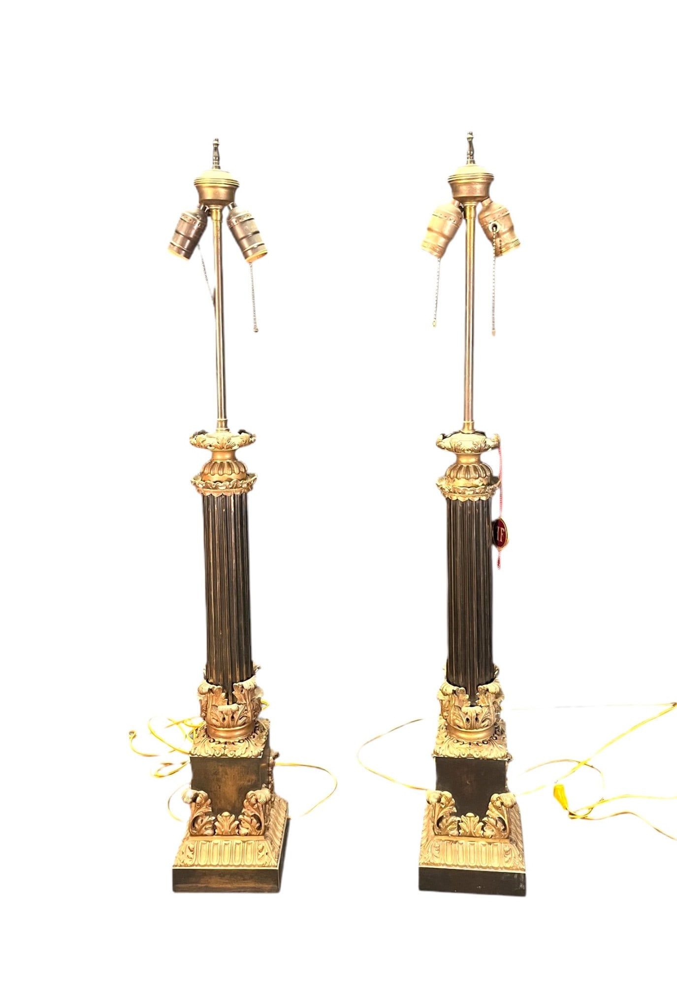 PAIR OF FRENCH C 1850'S CORINTHIAN COLUMN LAMPS (1 of 3)