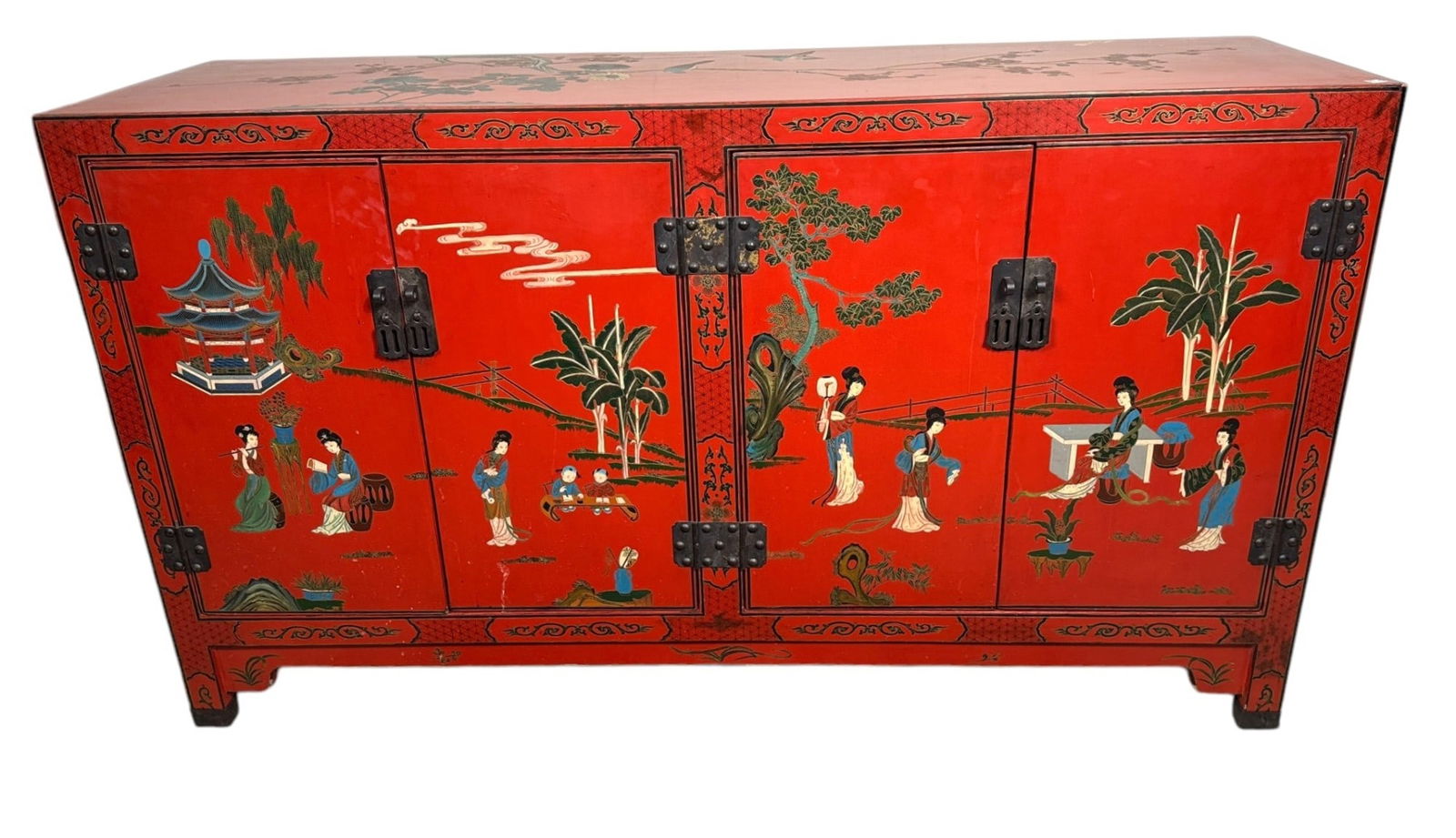 VINTAGE CHINESE RED LAQUERED CHEST (1 of 4)