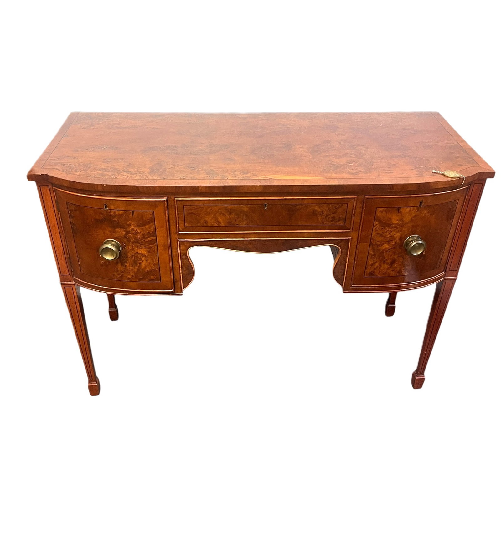 19th CENTURY BRANDY MAHOGANY SIDEBOARD: 19th CENTURY BRANDY MAHOGANY SIDEBOARD. Height: 34 in. by Width: 46.8 in. by Depth: 19.3 in.