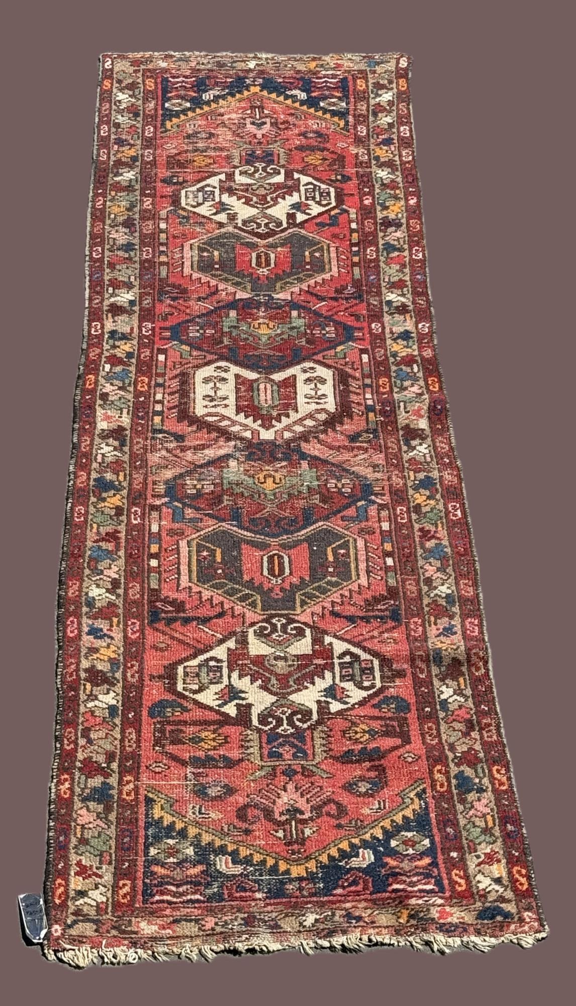 HAND KNOTTED ANTIQUE PERSIAN  RUNNER (1 of 4)