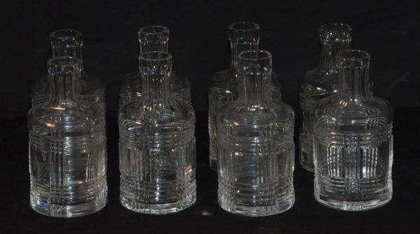 EIGHT RALPH LAUREN "GLEN PLAID" DECANTERS: EIGHT RALPH LAUREN "GLEN PLAID" DECANTERS. Height: 8 in. by Width: 4 1/4 in. by Depth: 4 1/4 in.