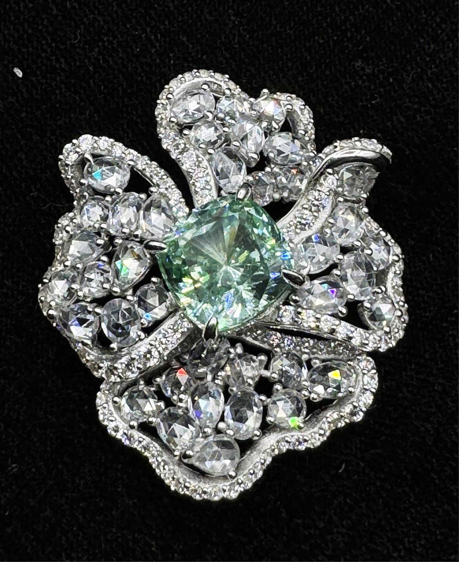 GREEN TOURMALINE STYLE FLORAL RING & PENDANT (1 of 3)