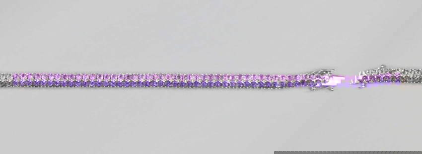 BI-COLOR KUNZITE STERLING SILVER BRACELET: BI-COLOR KUNZITE STERLING SILVER BRACELET. Height: 1/8 in. by Width: 7 in. by Depth: 1/4 in.