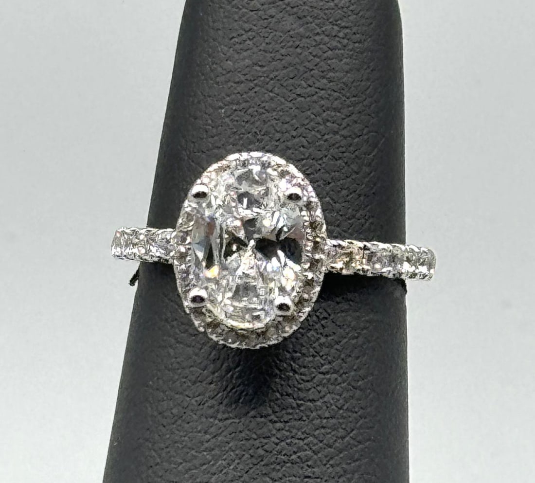 PAVE WHITE SAPPHIRE STERLING SILVER RING (1 of 2)