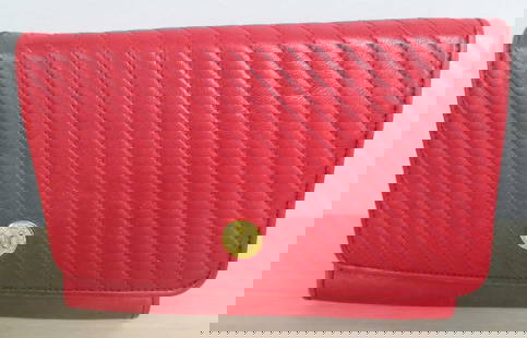 Celine Vintage Shoulder Flap Red Shoulder Bag: Celine Vintage Shoulder Flap Red Diagonal Calfskin Leather Gold Hardware, split tag light scratches on leather. M10,France 9 6 1 AAT0493 Height: 6 in. by Width: 9 in. by Depth: 1