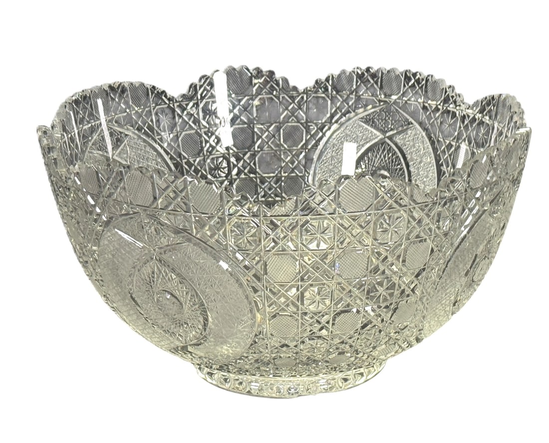 ANTIQUE AMERICAN CRYSTAL CUT GLASS BOWL (1 of 3)