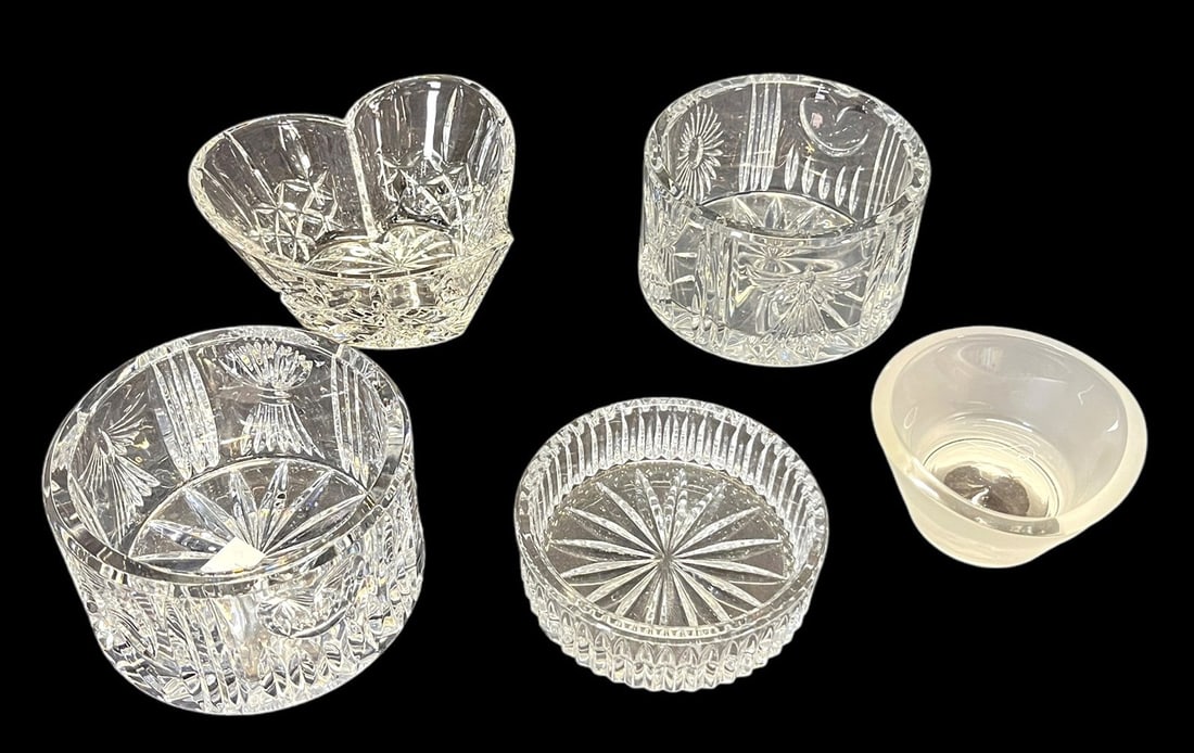 FIVE CRYSTAL CUT BOWLS INC. THREE WATERFORD BOWLS (1 of 5)