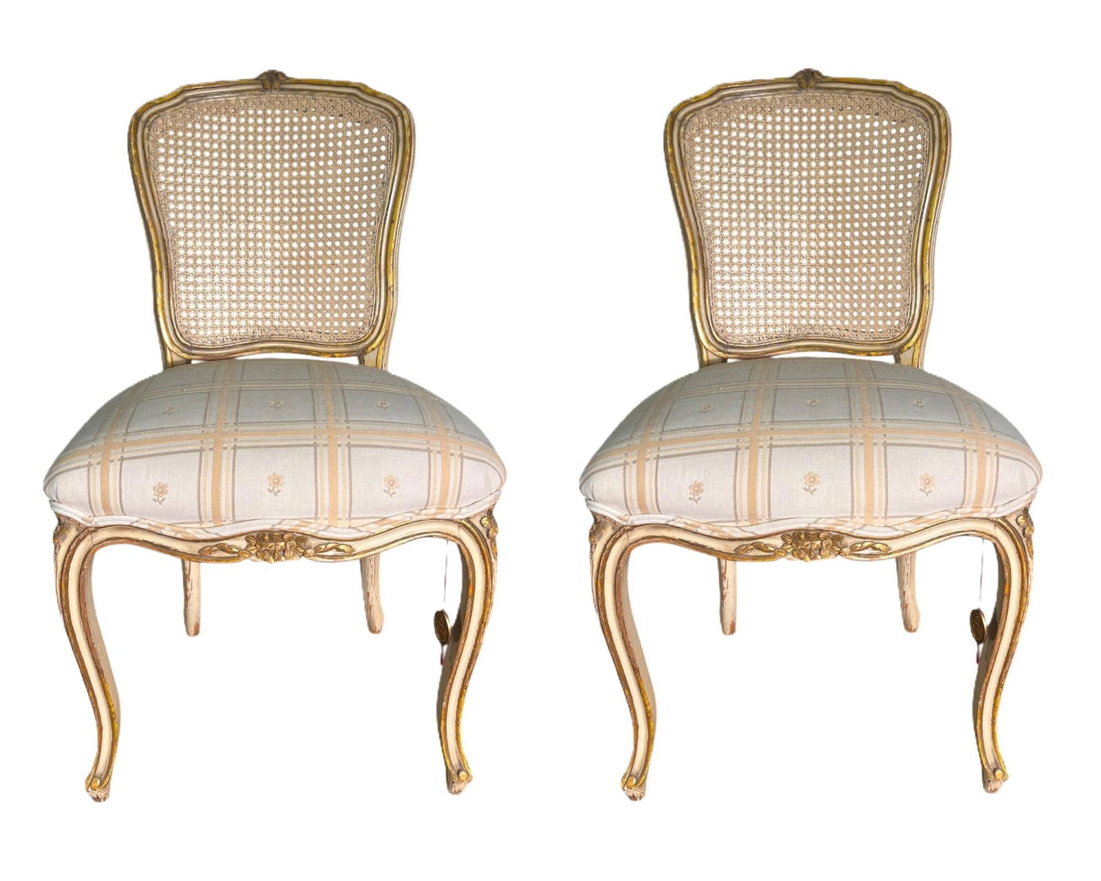 PAIR OF FRENCH 1875 CANE /UPHOLSTERED SIDE CHAIRS (1 of 7)