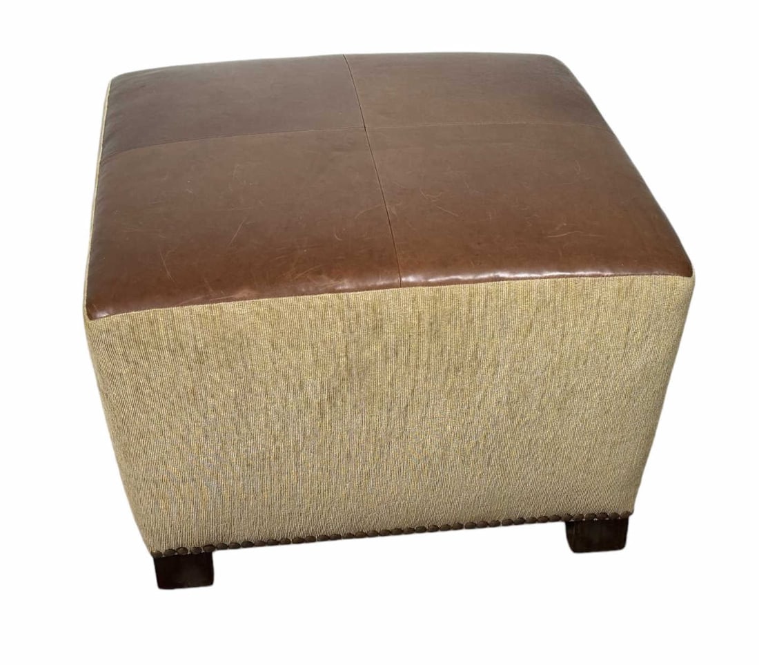 LEATHER CUBE OTTOMAN (1 of 1)