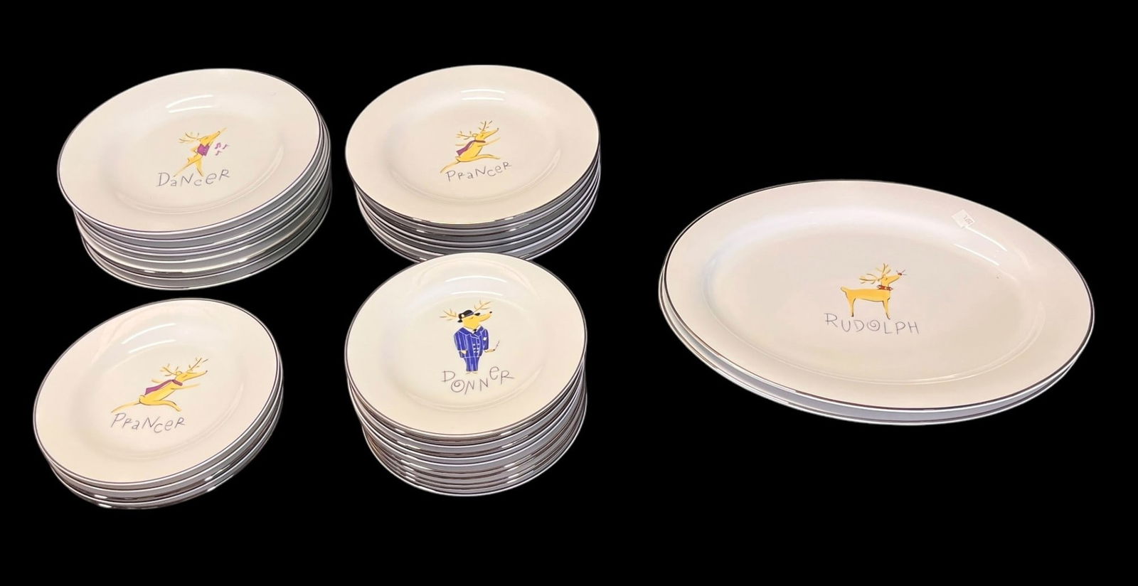 POTTERY BARN REINDEER PLATE SET (1 of 15)