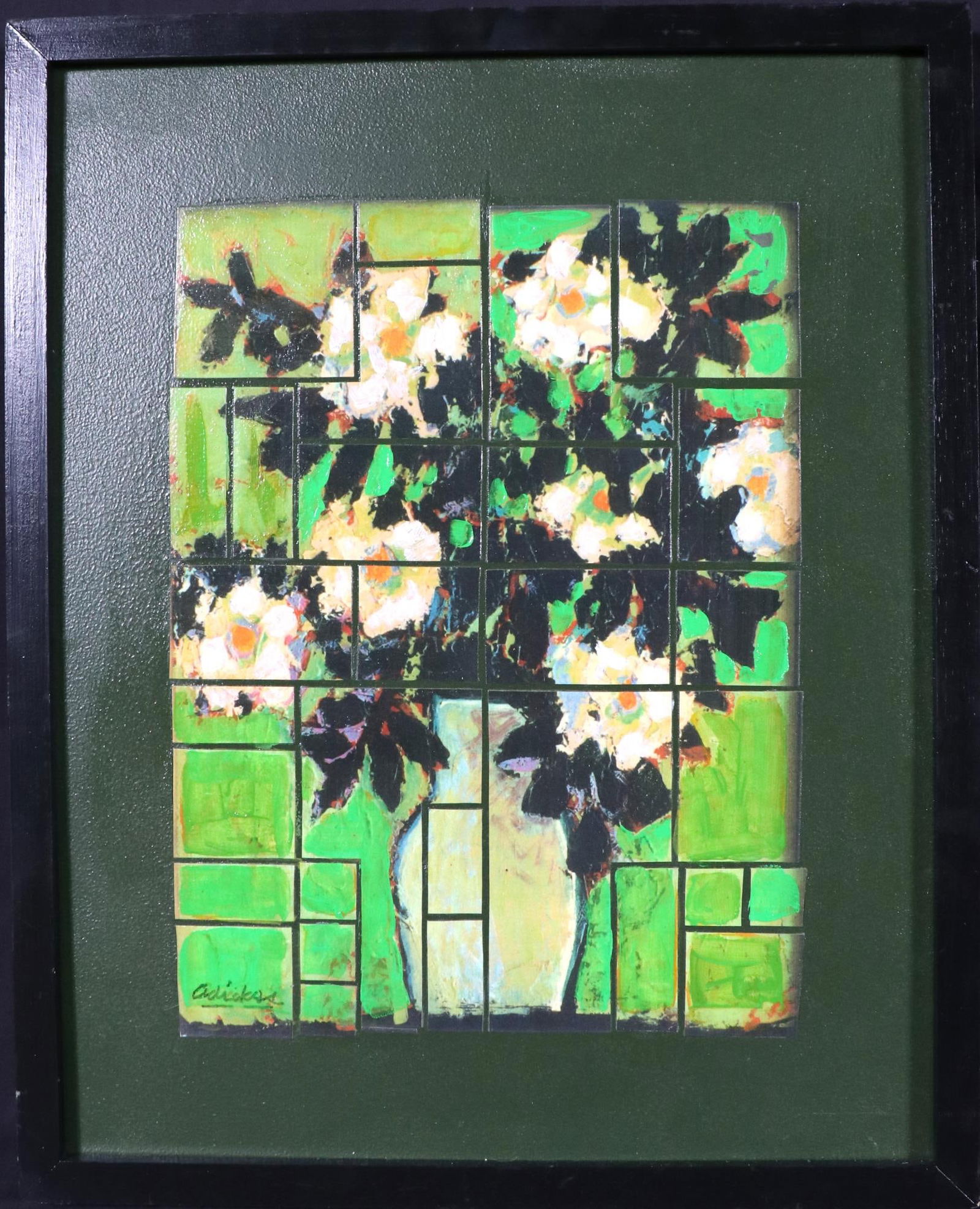 DAVID ADICKES FLORAL STILL LIFE ACRYLIC: DAVID ADICKES FLORAL STILL LIFE ACRYLIC ON ARTIST BOARD. Height: 21 in. by Width: 17 in.